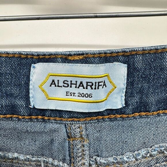 Alsharifa Blue Denim Maxi Skirt‎ Size 18 Patchwork Stretch Pockets Modest Long - Picture 6 of 9